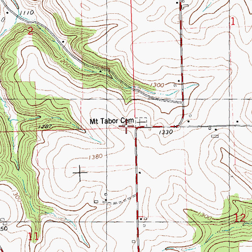 Topographic Map of Mount Tabor Cemetery, WI