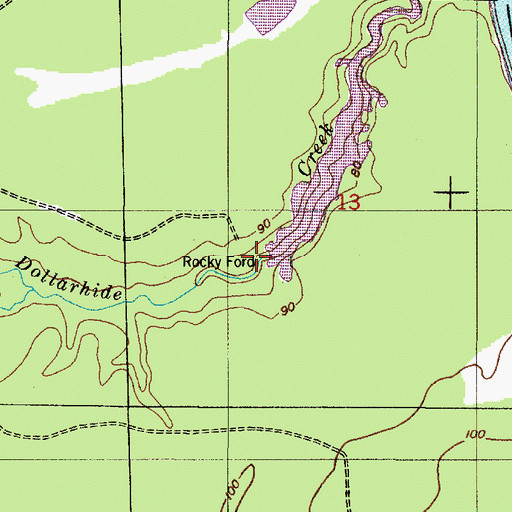 Topographic Map of Rocky Ford, AL