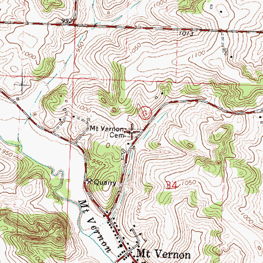 Topographic Map of Mount Vernon Cemetery, WI
