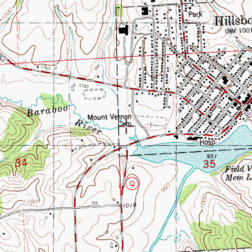 Topographic Map of Mount Vernon Cemetery, WI