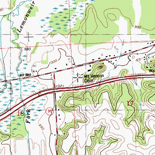 Topographic Map of Mount Vernon Cemetery, WI