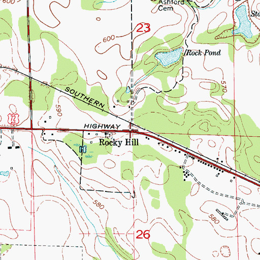 Topographic Map of Rocky Hill, AL