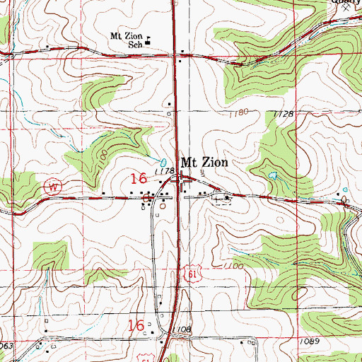 Topographic Map of Mount Zion, WI