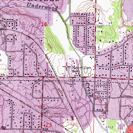 Topographic Map of Mount Zion Cemetery, WI