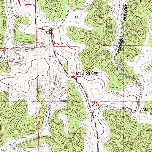 Topographic Map of Mount Zion Cemetery, WI