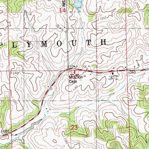 Topographic Map of Mount Zion Cemetery, WI