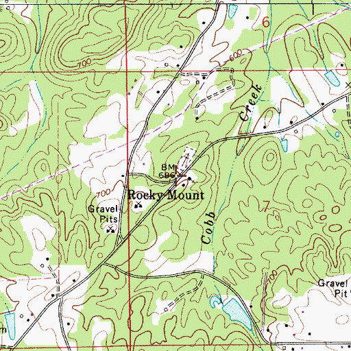 Topographic Map of Rocky Mount, AL