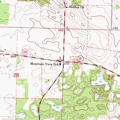 Topographic Map of Mountain View School, WI
