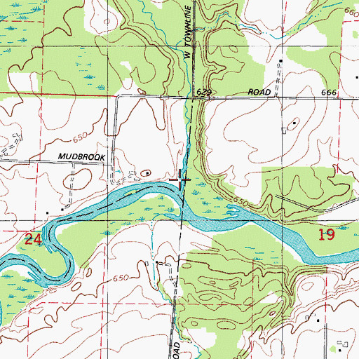 Topographic Map of Mud Brook, WI