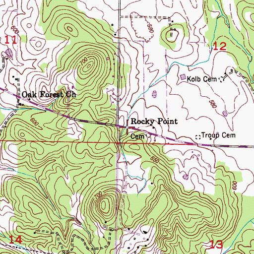 Topographic Map of Rocky Point, AL