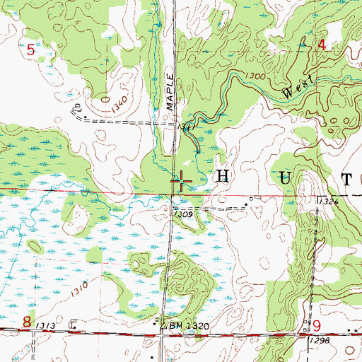 Topographic Map of Mud Creek, WI