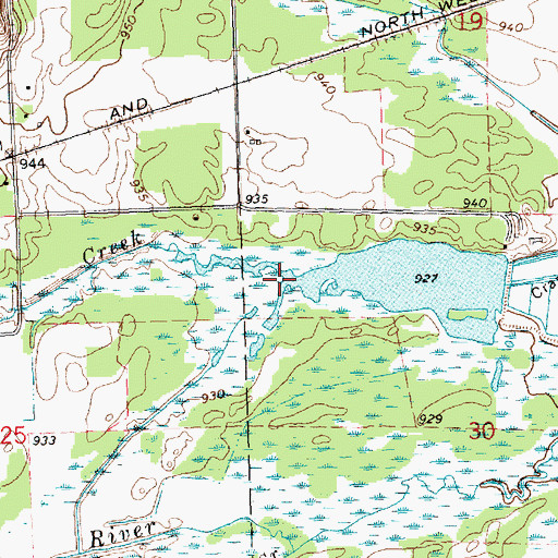 Topographic Map of Mud Creek, WI