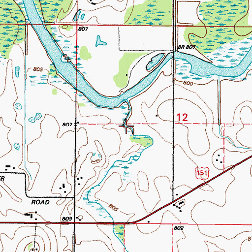 Topographic Map of Mud Creek, WI