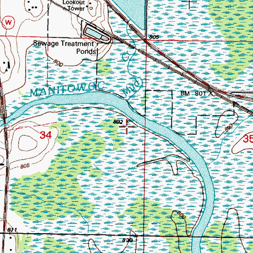 Topographic Map of Mud Creek, WI