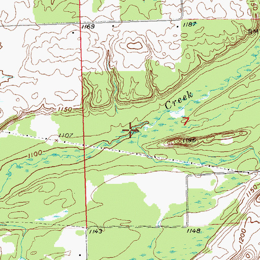 Topographic Map of Mud Creek, WI