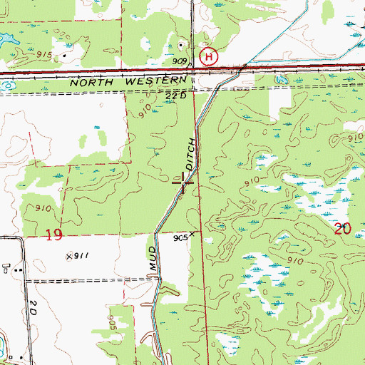 Topographic Map of Mud Ditch, WI