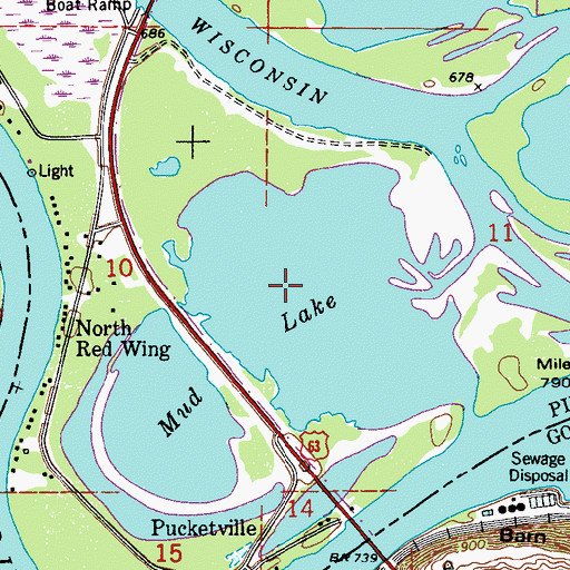 Topographic Map of Mud Lake, WI