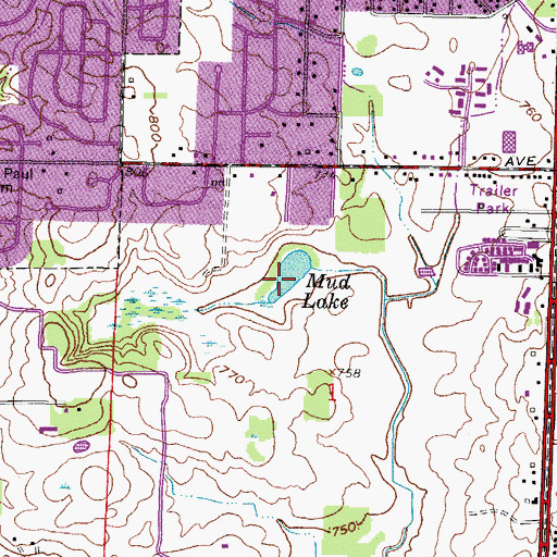 Topographic Map of Mud Lake, WI