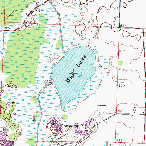 Topographic Map of Mud Lake, WI