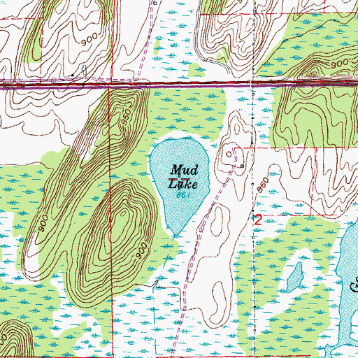 Topographic Map of Mud Lake, WI