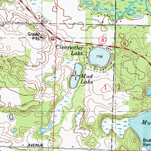 Topographic Map of Mud Lake, WI