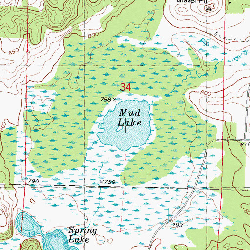 Topographic Map of Mud Lake, WI