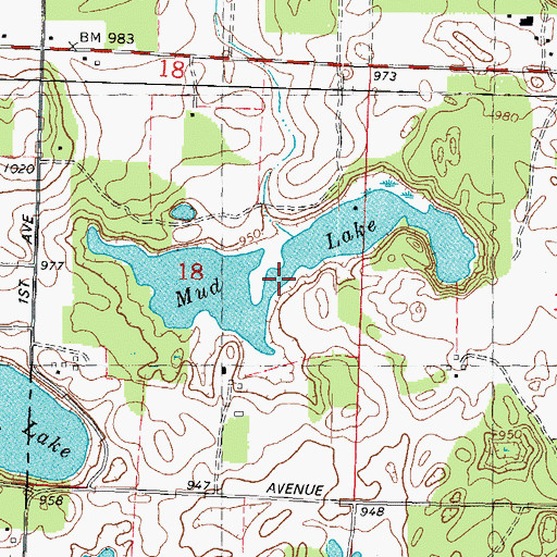 Topographic Map of Mud Lake, WI