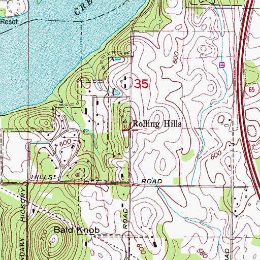 Topographic Map of Rolling Hills, AL