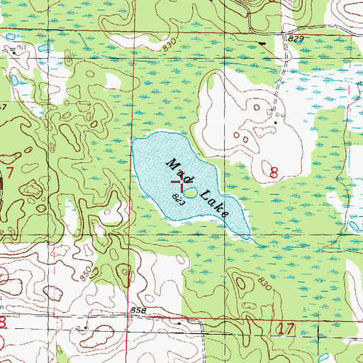 Topographic Map of Mud Lake, WI