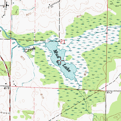 Topographic Map of Mud Lake, WI