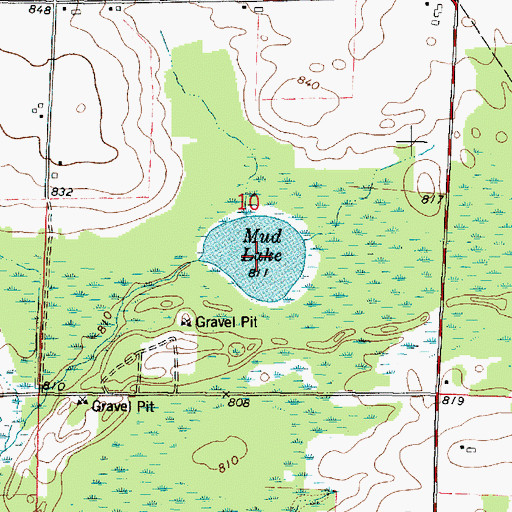 Topographic Map of Mud Lake, WI