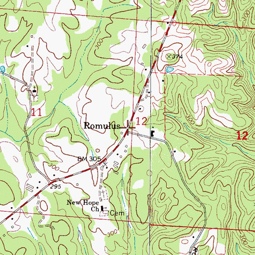 Topographic Map of Romulus, AL