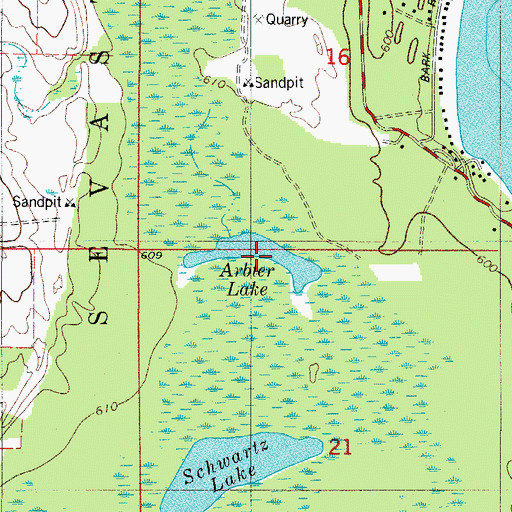 Topographic Map of Arbter Lake, WI