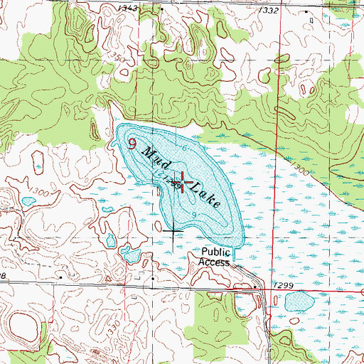 Topographic Map of Mud Lake, WI