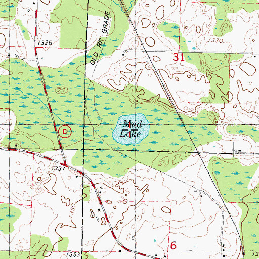 Topographic Map of Mud Lake, WI
