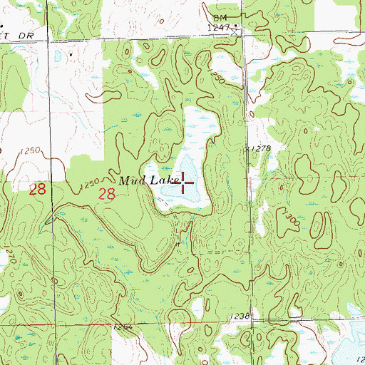 Topographic Map of Mud Lake, WI