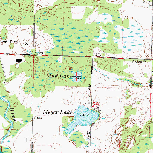 Topographic Map of Mud Lake, WI