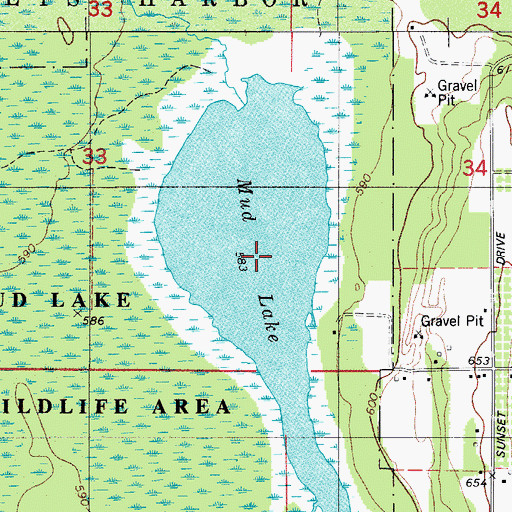 Topographic Map of Mud Lake, WI