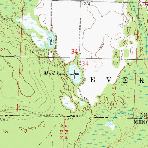 Topographic Map of Mud Lake, WI