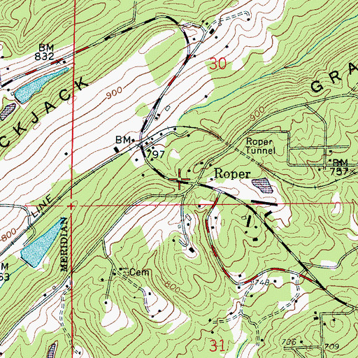 Topographic Map of Roper, AL