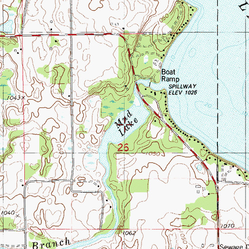 Topographic Map of Mud Lake, WI