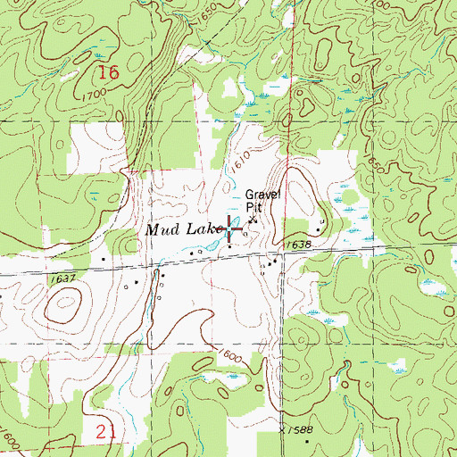 Topographic Map of Mud Lake, WI