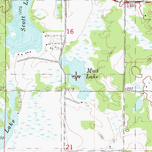Topographic Map of Mud Lake, WI