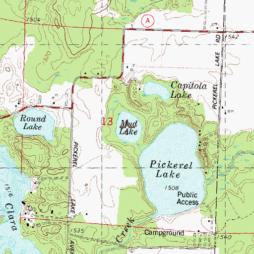 Topographic Map of Mud Lake, WI