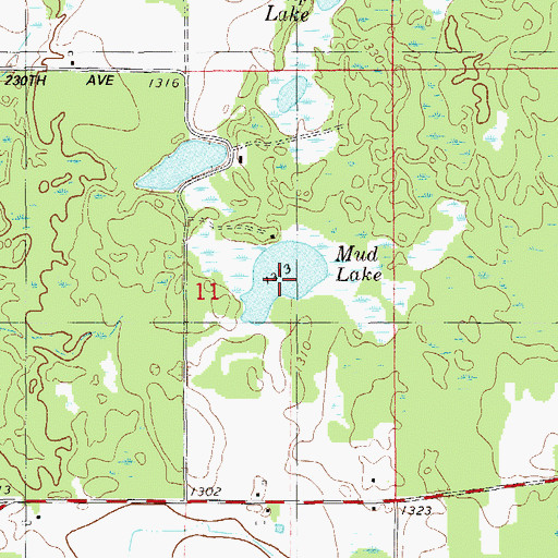 Topographic Map of Mud Lake, WI