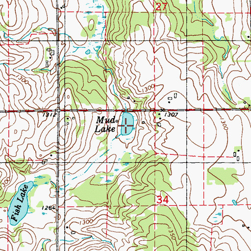 Topographic Map of Mud Lake, WI