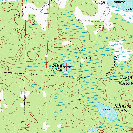 Topographic Map of Mud Lake, WI