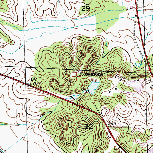 Topographic Map of Rosemont, AL