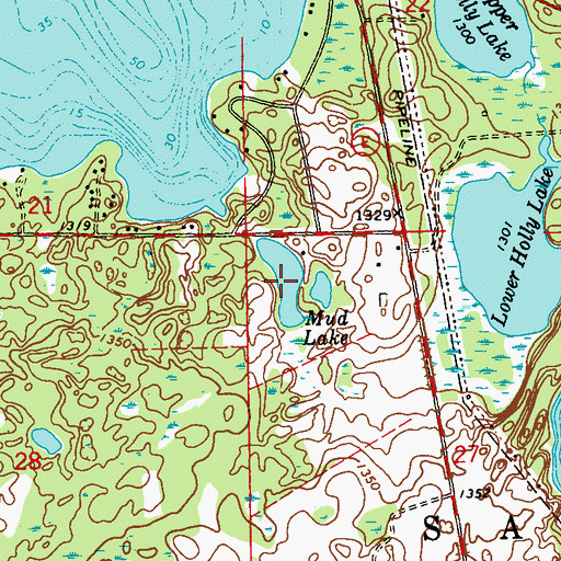 Topographic Map of Mud Lake, WI