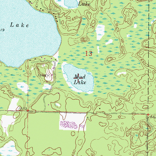 Topographic Map of Mud Lake, WI